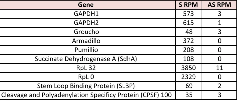 Table S2: Highly transcribed genes show little AS transcription 