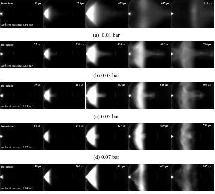 Figure 5.3 Selected spray images under different ambient pressures 