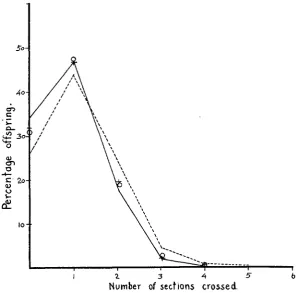FIGURE 3.-Temperature effect on the frequency distribution of crossovers in the inversion- bearing second chromosome 