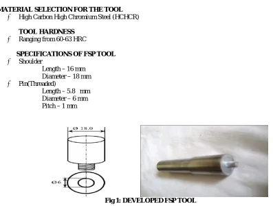 Fig 1: DEVELOPED FSP TOOL  