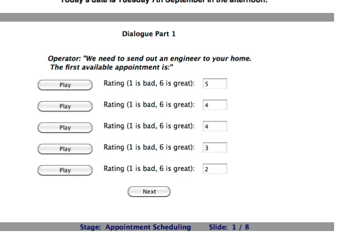 Figure 2: Screen shot of Task 2 in the on-line data collection experiment
