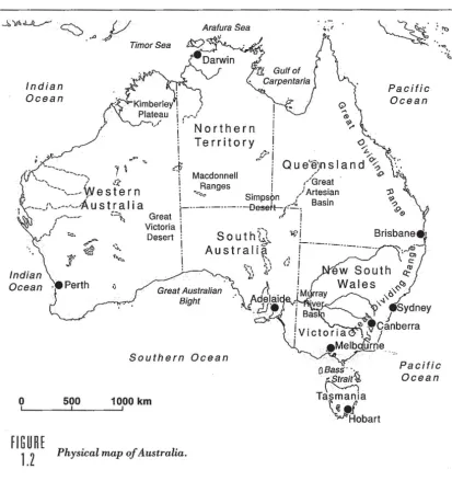 fiGURE 1.2 Physical map of Australia. 