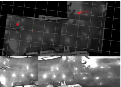 Figure 4.5: A still of the output of the 3 overhead stereo cameras. In the bottom pane, a frame fromeach camera is presented