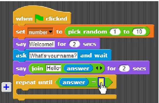 Figure 3.7 iSnaps now displays next-step hints using “plus” buttons and blue-outlined input slots