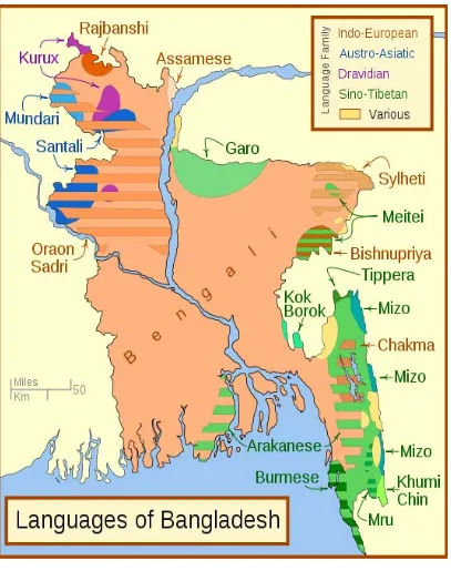 Figure 1: Map of Languages of Bangladesh, 