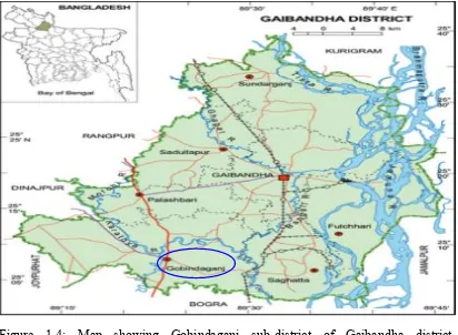 Figure 1.4: Map showing Gobindaganj sub-district of Gaibandha district, 