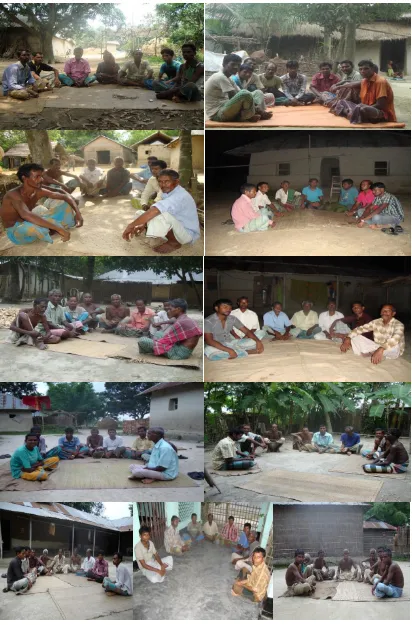 Figure 1.6: Eleven FGDs conducted among Oraons (photos from top left to right 