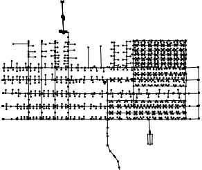 Figure 1 - The Micropolis Network. Lines represent the pipe network which connects the network’s nodes