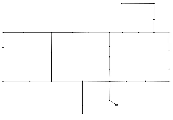 Figure 5 - The Hanoi network. Lines represent the pipe network which connects the network’s nodes