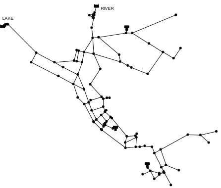 Figure 6 - The Net3 network. Lines represent the pipe network which connects the network’s nodes