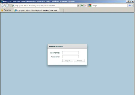 Figure 2. JavaTutor Login Screen 