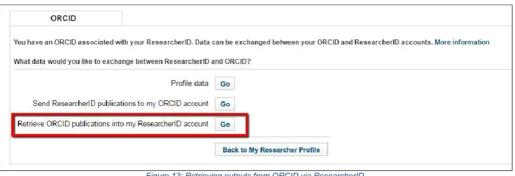 Figure 14: Deciding which outputs to import from ORCID. 