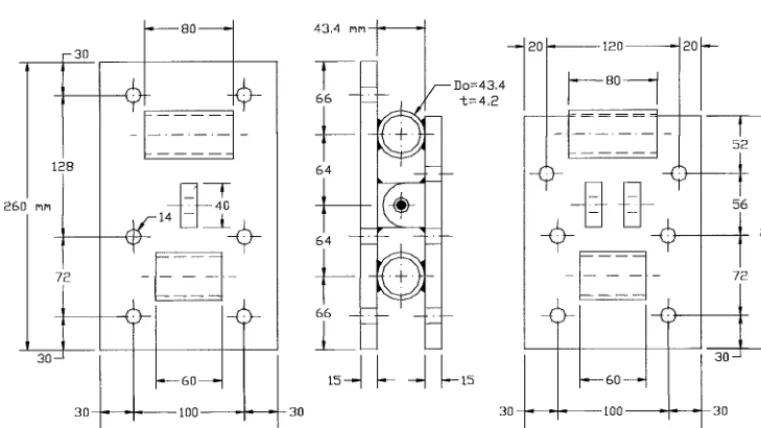 Fig. 1. The steel version of KHONSAR, with the dimensions as used in the tests. 