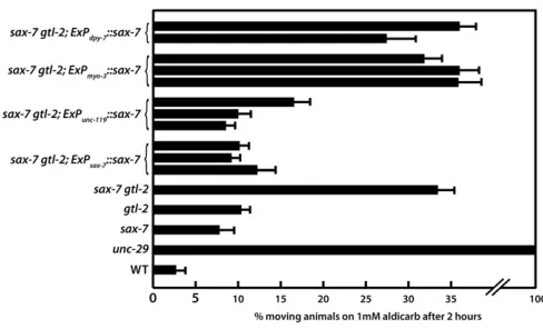 Figure 4 Rescue of the sax-7 gtl-2 Ric phenotype with tissue-speciﬁcsax-7 expression reveals a requirement for sax-7 in neurons