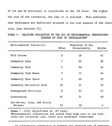 TABLE 4: RELATIVE EVALUATION OF THE USE OF ENVIRONMENTAL INNOVATIONS- ORDERED BY COST OF INSTALLATION¶\ 