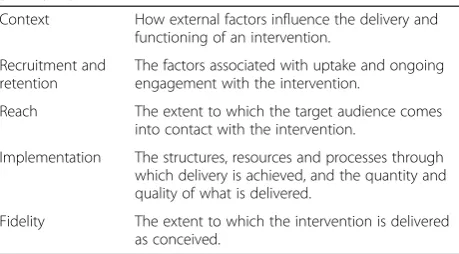 Table 1 Definition of the process evaluation outcome measures[24-26, 31]