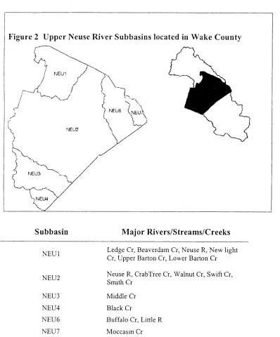 Figure 2 Upper Neuse River Subbasins located in Wake County 