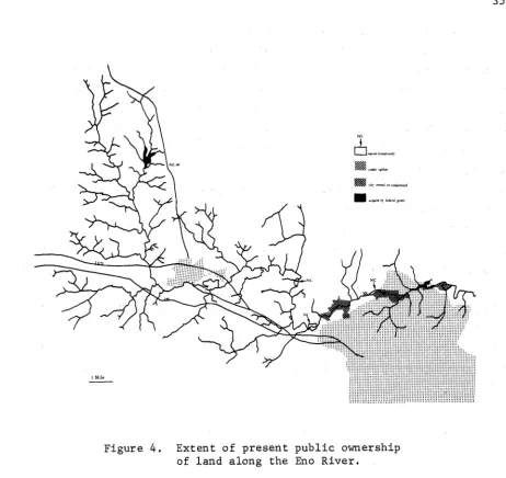 Figure 4. Extent of present public ownership of land along the Eno River. 