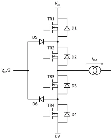 Fig. 1. Three-level NPC converter phase-leg based around MOSFETs.