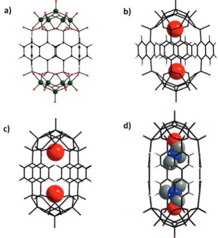 Fig. 4(a)encapsulated solvent molecules (spaceentities of [VBall-and-stickrepresentationofthe[V10O18(L4)4]10−capsule (5)