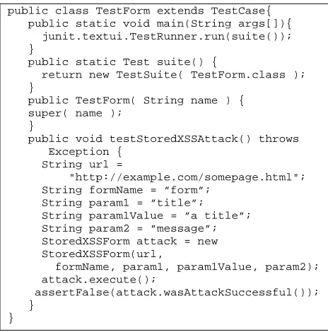 Figure 6: A sample security test case (written by a developer) to access SecureUnit. 