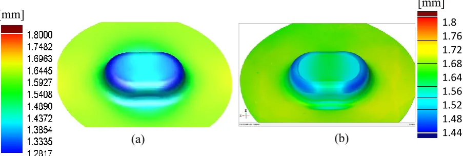 Fig.6.Hydroformingstage 1 comparison with FEM; a) Profile and b) top views.  