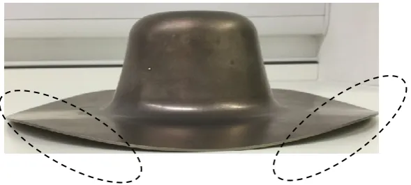 Fig. 10. Hydroforming stage 2 Formed part showing the flange distrotion. 