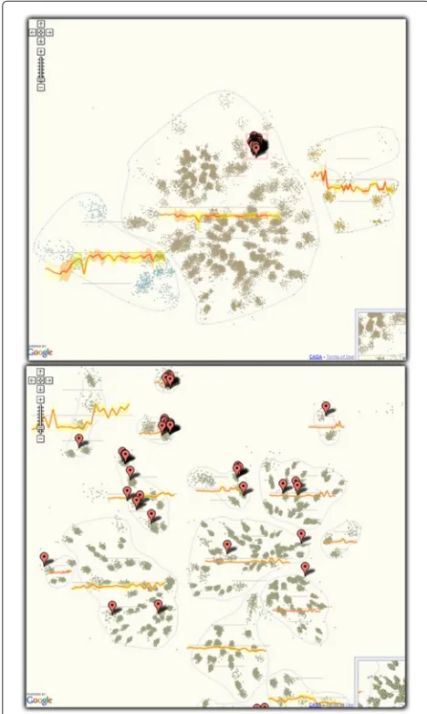 Figure 6. We also hypothesize that such brushing andlinking functionality could be used to link data maps,