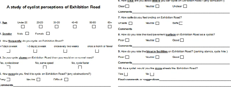 Figure 6: Questionnaire on cyclist perceptions  