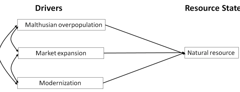 Figure 1.2 Model framework commonly used to test the merit of the three perspectives in explaining the 