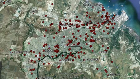 Figure 2. Geospatial mapping of Townsville’s Creative Industries workers and 