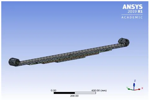 Figure 3.5 Design of 5 leaf springs using SOLID EDGE 