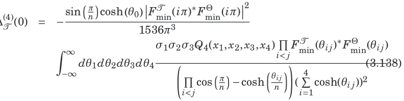 Table 3.3: Four-particle contribution to the conformal dimension in the RT-model.The second column shows the difference between the values of the conformaldimension of the twist ﬁeld corresponding to central charges c4 = 7/10 and c2 =1/2
