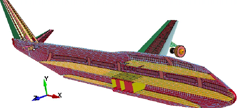Figure 2. Isometric view of Boeing-747 finite element model 
