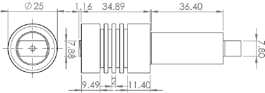Fig. 2 Two dimensional technical drawing of the H13 FSP tool. 