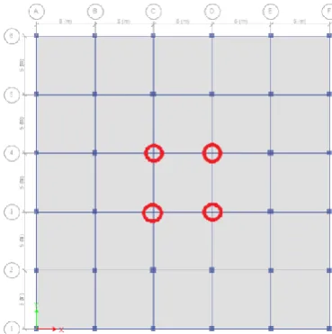 Fig 9: Plan view of the floating column at Centre column position from zone 5 to zone  2 