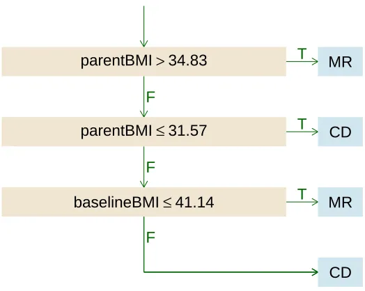 Figure 3.1 Estimated list-based DTR for the BMI dataset.