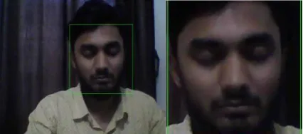Fig. 4 Face detection result (a) face detection with bounded box and (b) face cropped region   