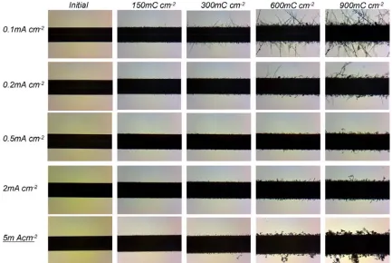 Figure 22: Morphology of Lithium Dendrite Growth at Different Current Densities [22].  