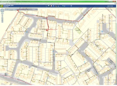 Figure 11: Example of SPEN's GIS system displaying a single substation with LV feeder cables and services 