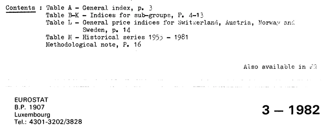Table ~K - Indices for sub-groups, P. 4-13 rrable IJ - General price indices for Swi t:t.:erland, Austria, Norwa:r an:::