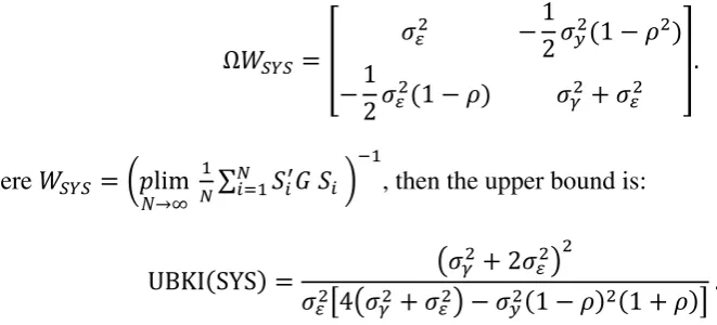 Figure 1 presents the efficiency bounds (    (   )contrast, the GMM estimation for various values of     (   ) and     (    )) for system   and   and when    