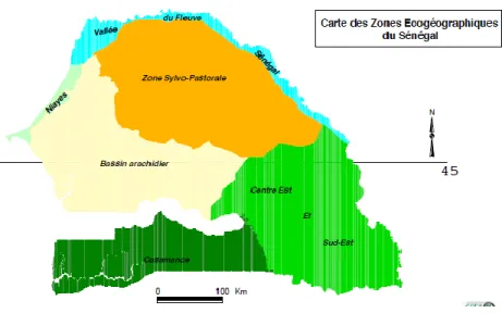 Figure 7. Map of ecogeographical zones of Senegal. 