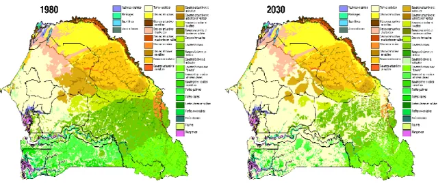 Figure 11. Projection of land use change in Senegal. Source :(USAID, 1999b), page 10 