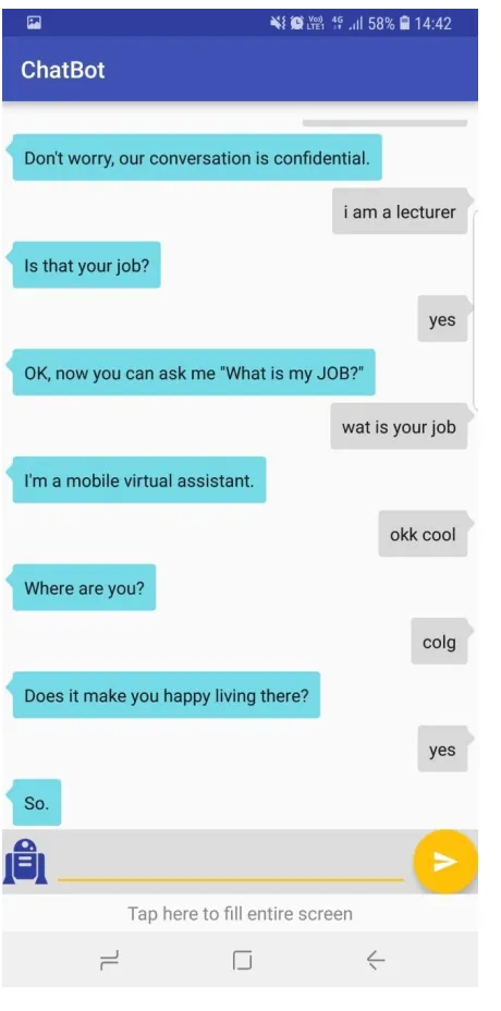 Fig (f) shows the conversation between the user and the chatbot is very confidential. The third person cannot (f) access it