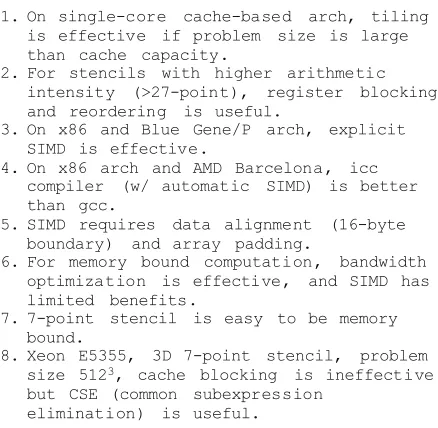Figure 4.5 Some insights on optimizing stencil computations.