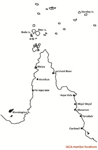 Figure 1. Map of the Indigenous Art Centres in Far North Queensland 