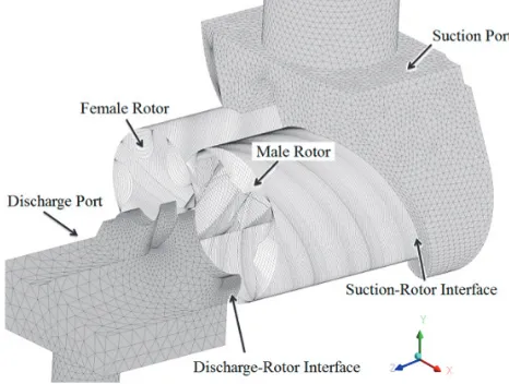 Figure 11. Different parts of the compressor numerical model 