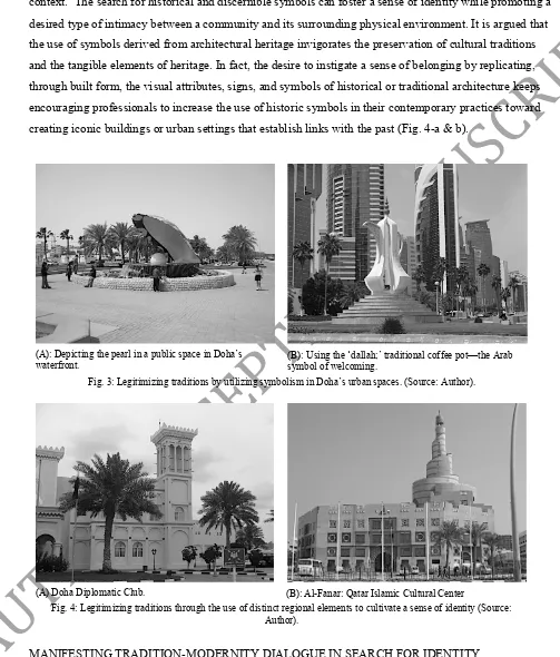 Fig. 3: Legitimizing traditions by utilizing symbolism in Doha’s urban spaces. (Source: Author)