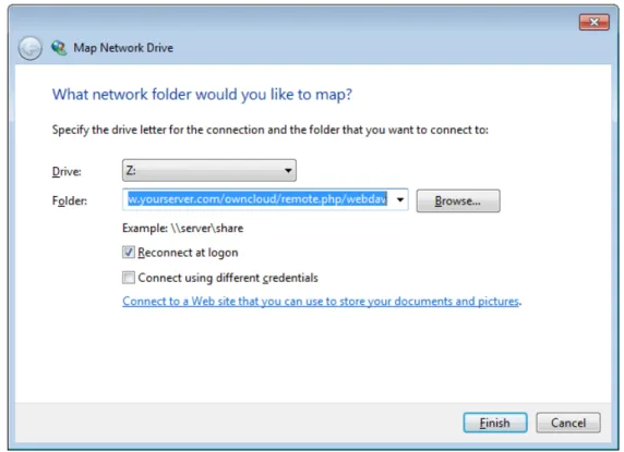 Figure 3.1: Mapping WebDAV on Windows Explorer.